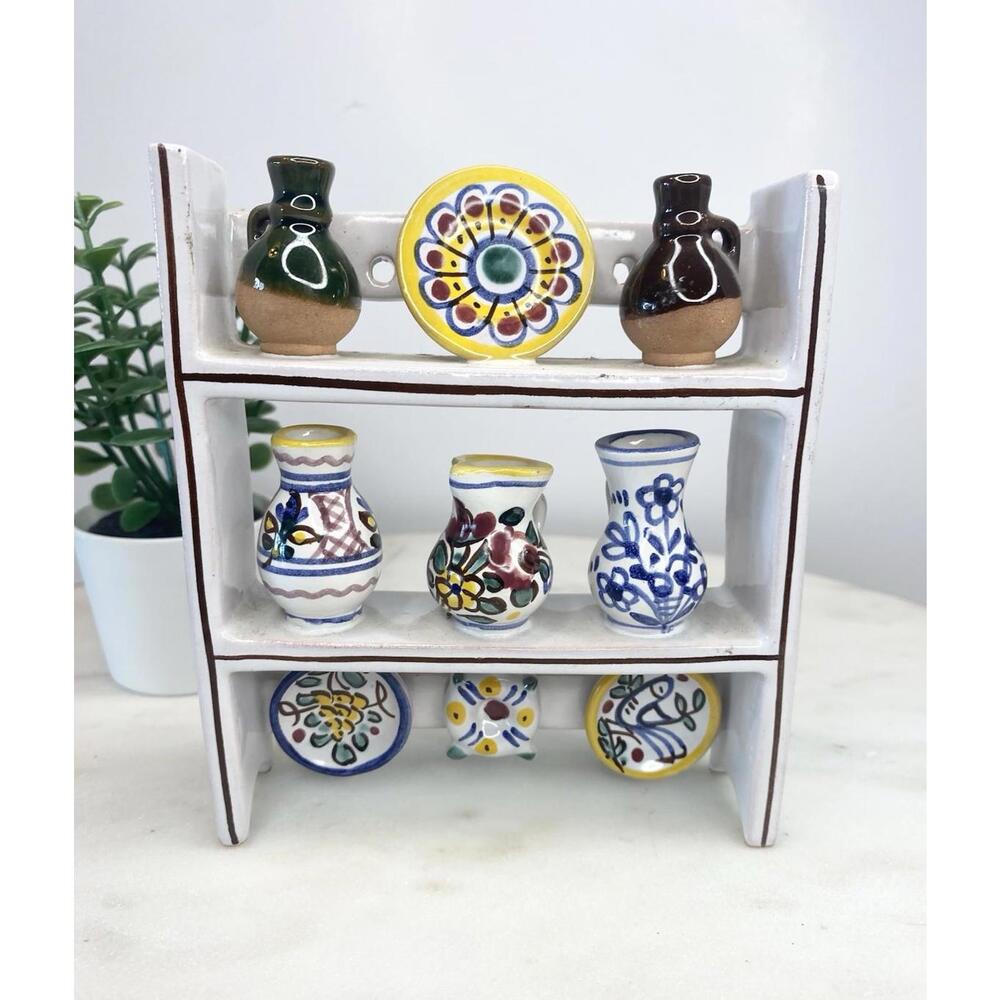 Talavera Miniature Pottery Jugs and Pitchers Ceramic Mexican Art Design Vintage